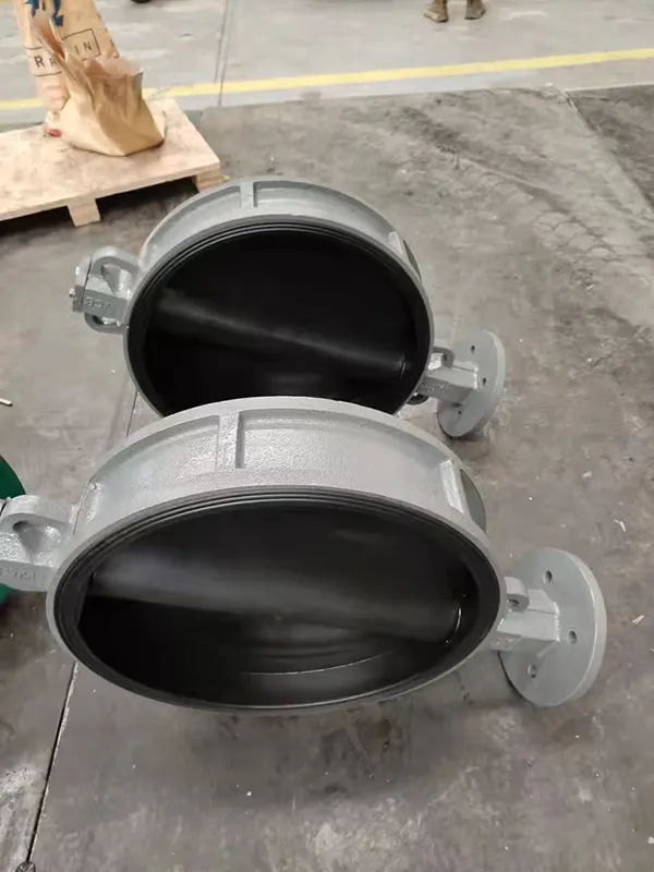 Lever Wafer Concentric Butterfly Valve Rubber Lined Disc